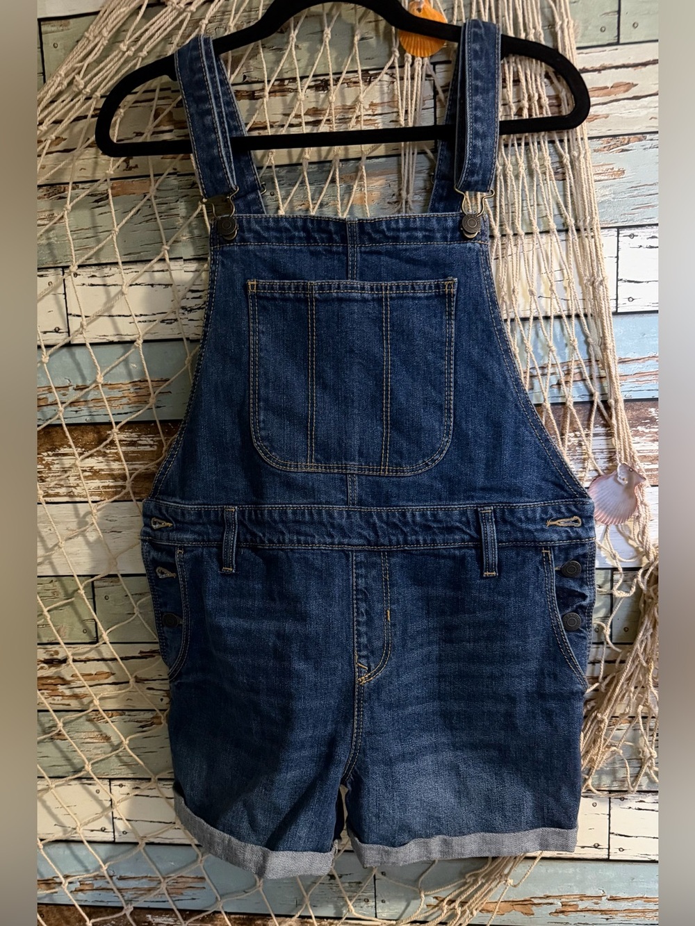 Old Navy Dark Blue Denim Women's Short Overalls